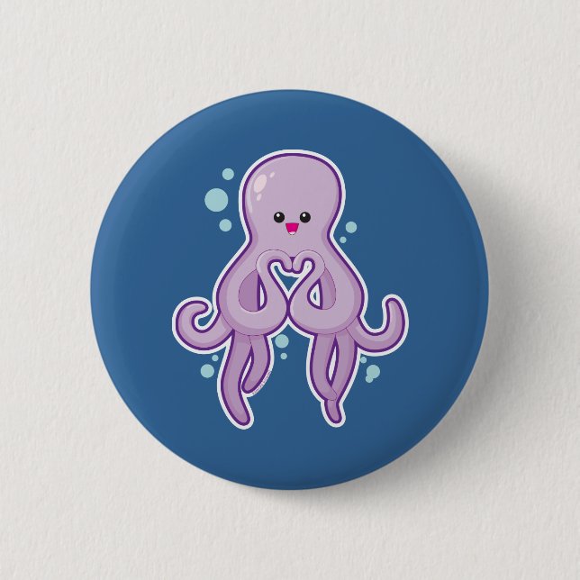 Octopus Loves You 6 Cm Round Badge (Front)