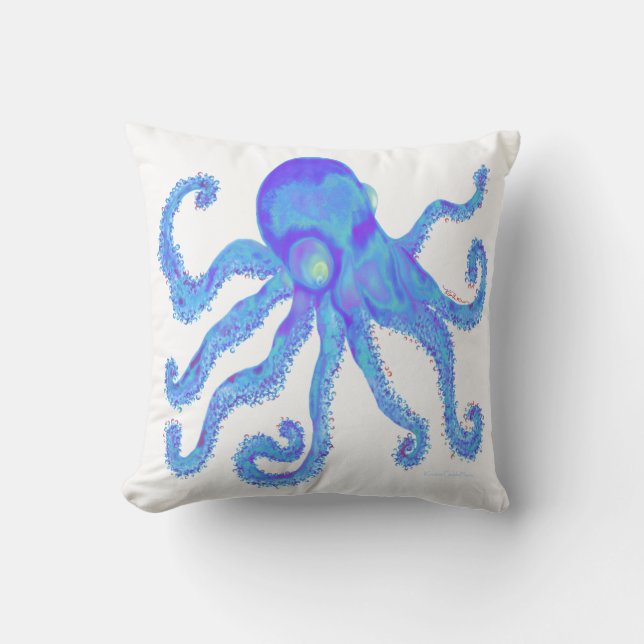 Octopus - Lt Blue Cushion (Front)