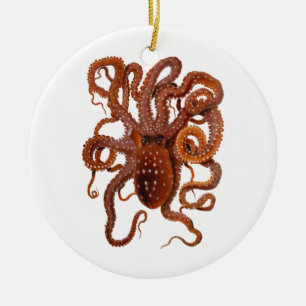 Octopus Macropus Atlantic White Spotted Octopus Ceramic Tree Decoration
