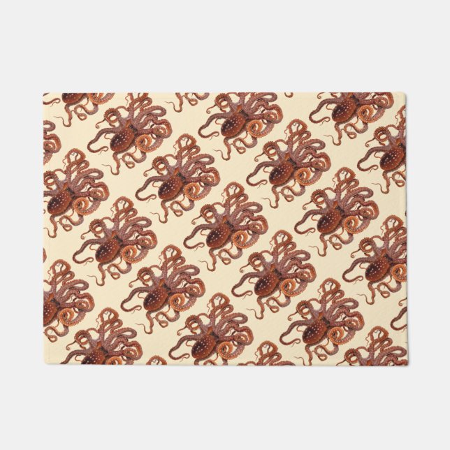 Octopus Macropus, Vintage Marine Aquatic Animals Doormat (Front)