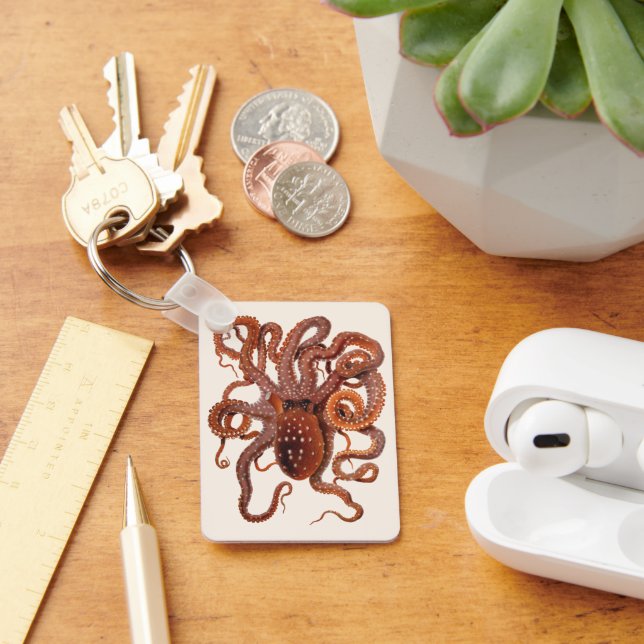 Octopus Macropus, Vintage Marine Aquatic Animals Key Ring (Desk)