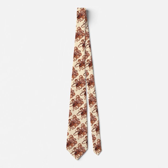Octopus Macropus, Vintage Marine Aquatic Animals Tie (Front)