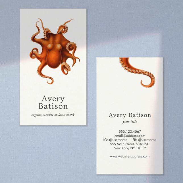 Octopus Marine Biology Nautical 2 Business Card (Creator Uploaded)