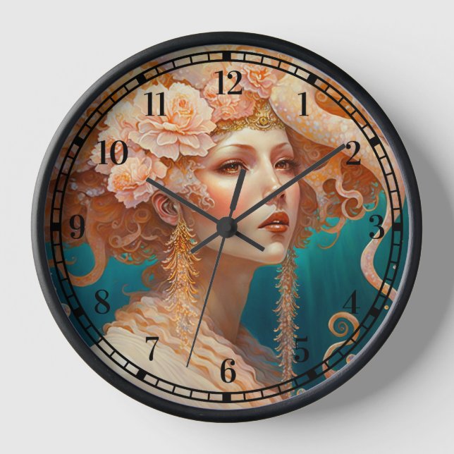 Octopus Mermaid Fantasy Art Clock (Front)