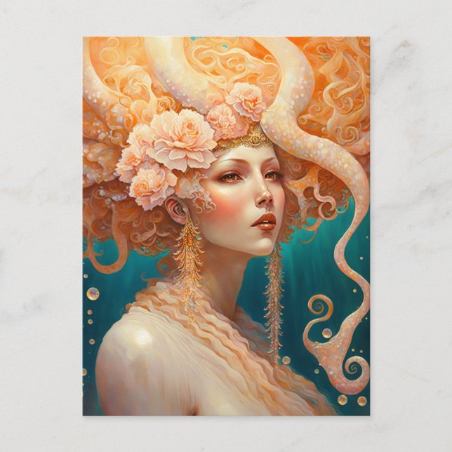 Octopus Mermaid Fantasy Art Postcard (Front)