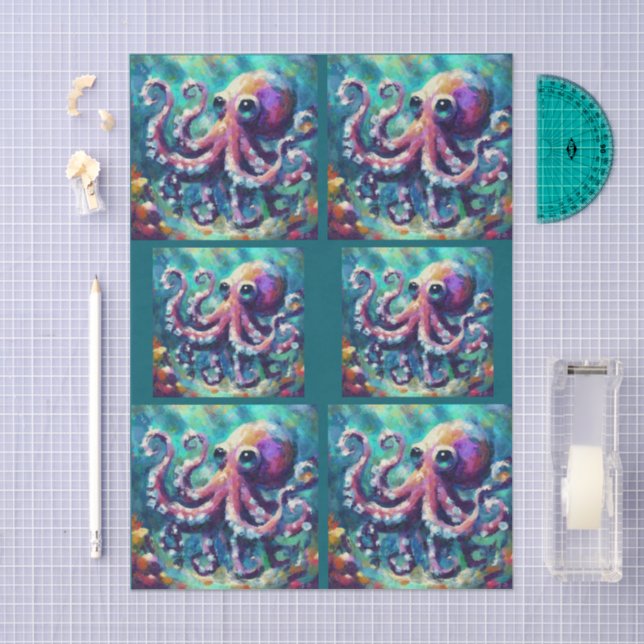 Octopus Nautical Beach Coastal Decoupage Tissue Paper (Craft)