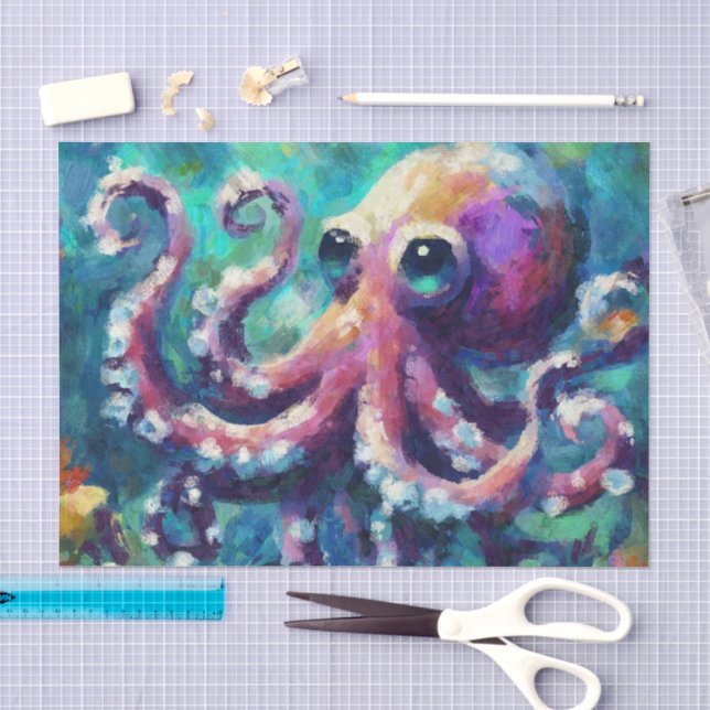 Octopus Nautical Beach Coastal Decoupage Tissue Paper (Craft)