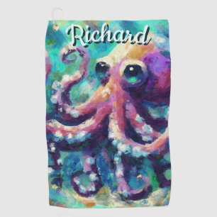 Octopus Nautical Beach Coastal Personalised Golf Towel
