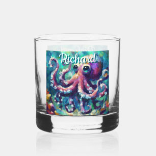 Octopus Nautical Beach Coastal Personalised Whiskey Glass