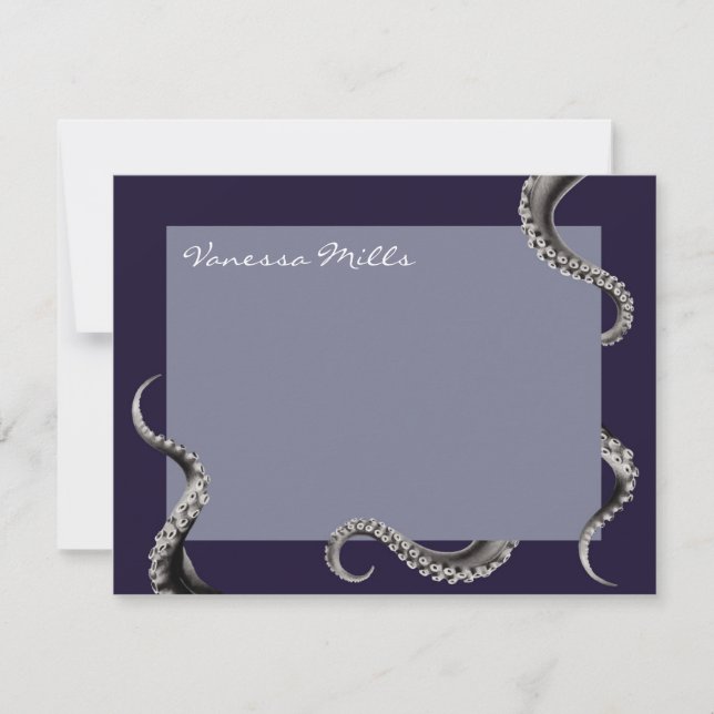Octopus Navy Note Card (Front)