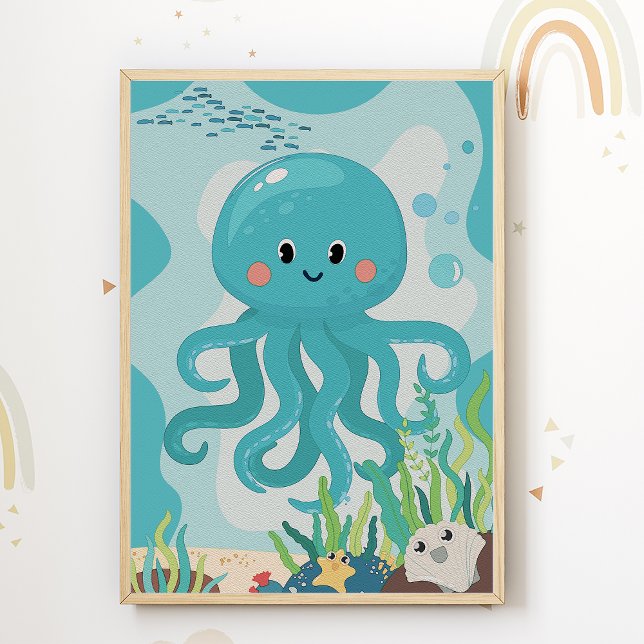 Octopus Nursery Print Kids Room Poster (Creator Uploaded)