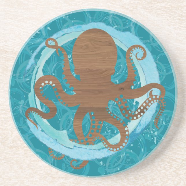 Octopus Oasis Sandstone Coaster (Front)