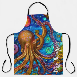 Octopus Ocean Sea Animal Personalized Name Apron