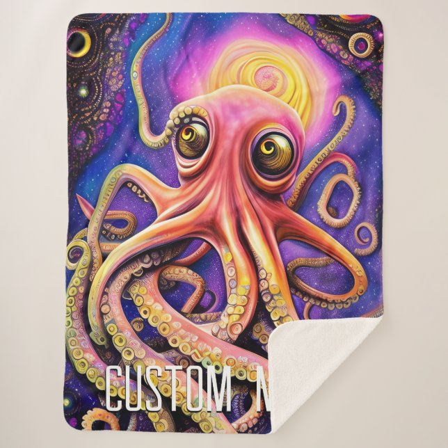 Octopus Ocean Sea Squid Animal Aquatic Sherpa Blanket (Front)