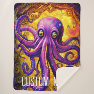 Octopus Ocean Sea Squid Animal Aquatic Tentacles Sherpa Blanket
