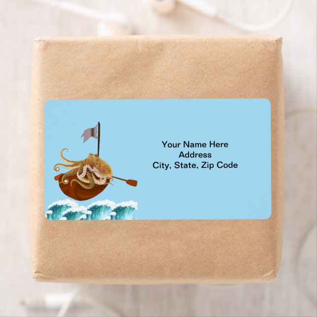 Octopus Ocean Waves Boat Labels (Insitu)