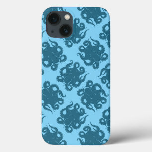 Octopus On Blue Pattern iPhone 13 Case