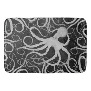 Octopus on Dark Grey - Large Bath Mat