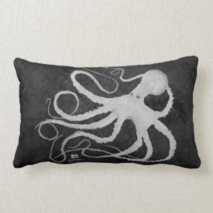 Octopus on Dark Grey - Lumbar Pillow