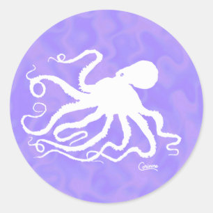 Octopus on Purple - Envelope Stickers
