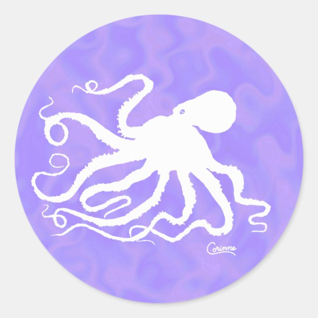 Octopus on Purple - Envelope Stickers (Front)