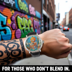 Octopus on Toilet Humourous Funny Bathroom Setting Watch