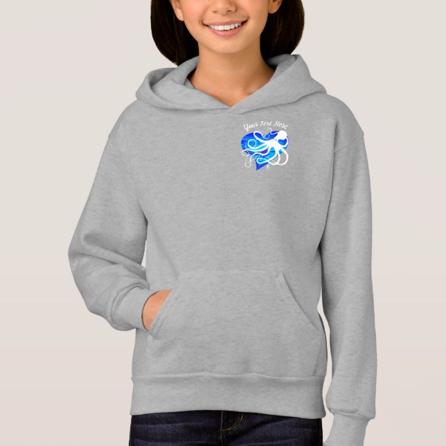 Octopus on Two Tone Blue ❤ - Zip Front Hoodie (Front)