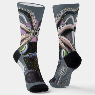 Octopus or Giant Squid, Vintage Marine Life Animal Socks