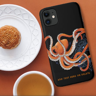 Octopus Orange Mandala Blue Case-Mate iPhone Case
