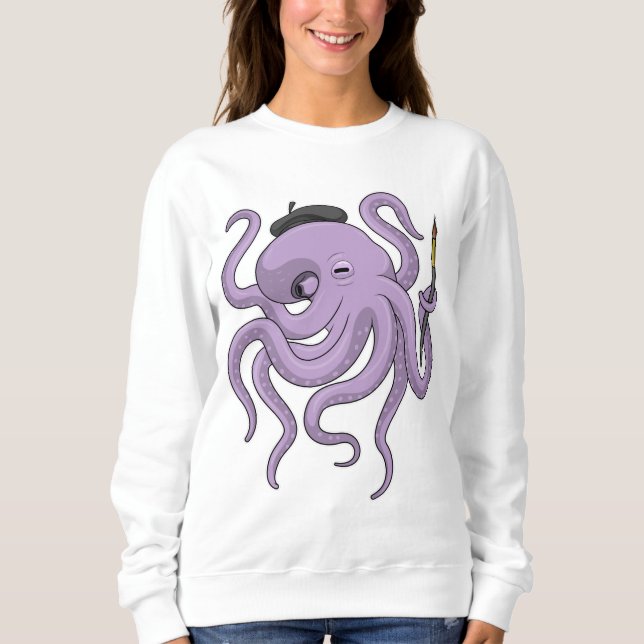 Octopus Painter Paint brush Sweatshirt (Front)