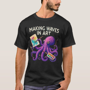 Octopus Painter Underwater – Turquoise & Purple T-Shirt