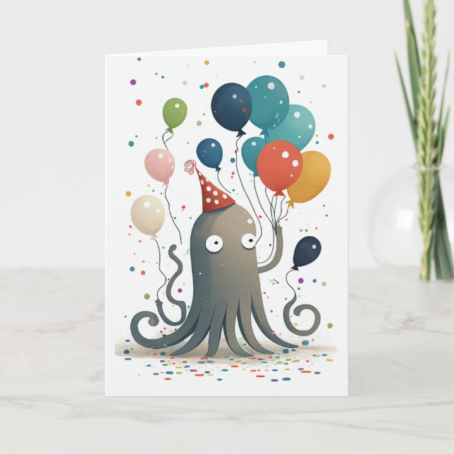 Octopus Party Greeting Card (Front)