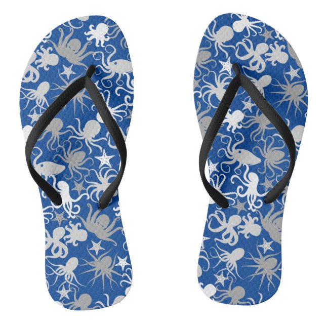 Octopus Pattern.b Blue BG Jandals (Footbed)