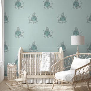 Octopus Pattern Blue and Green Under the Sea Wallpaper