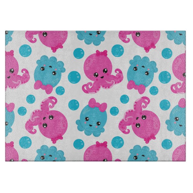 Octopus Pattern, Cute Octopus, Sea Animals Cutting Board (Front)