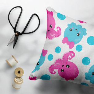 Octopus Pattern, Cute Octopus, Sea Animals Decorative Cushion