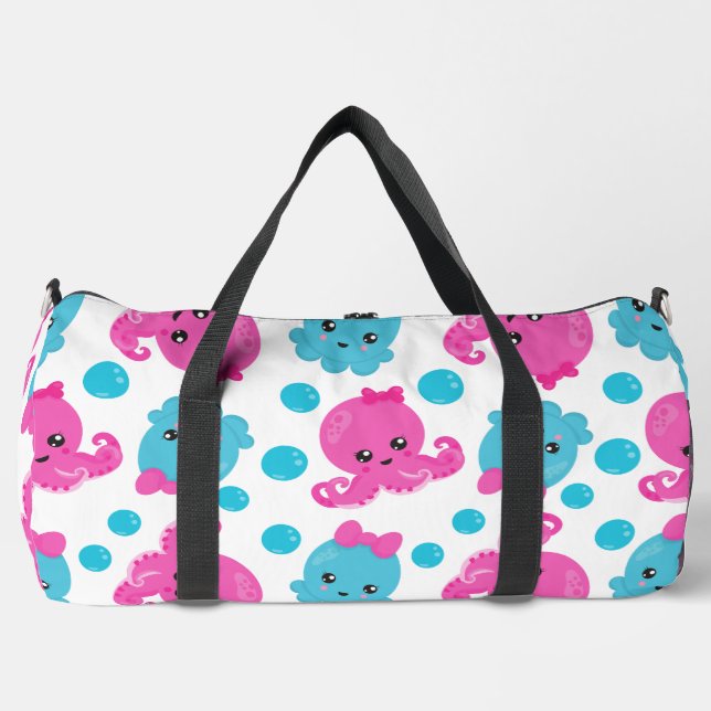 Octopus Pattern, Cute Octopus, Sea Animals Duffle Bag (Front)