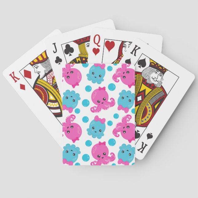 Octopus Pattern, Cute Octopus, Sea Animals Playing Cards (Back)