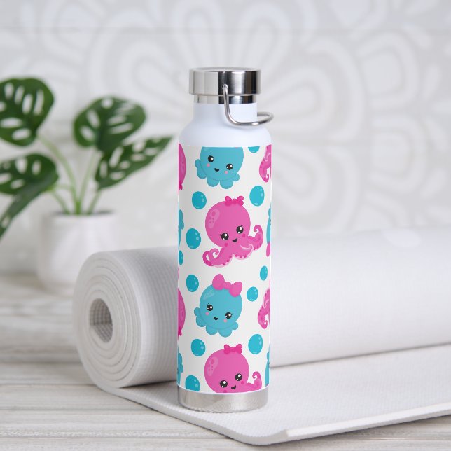 Octopus Pattern, Cute Octopus, Sea Animals Water Bottle (Yoga)