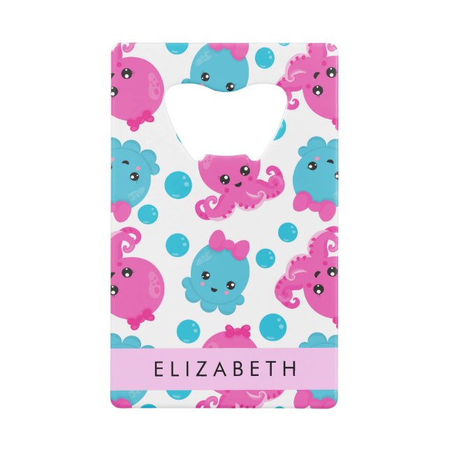 Octopus Pattern, Cute Octopus, Sea, Your Name (Front)