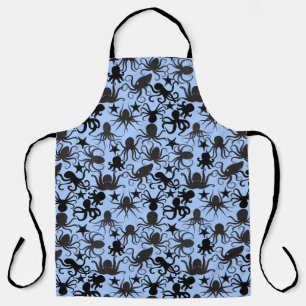 Octopus Pattern.w LBlue BG Apron