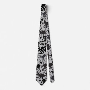 Octopus Pattern.w LGrey BG Tie