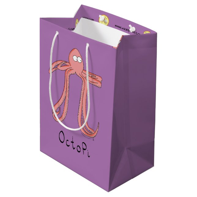 Octopus Pi Symbol Math Teacher Funny Medium Gift Bag (Back Angled)