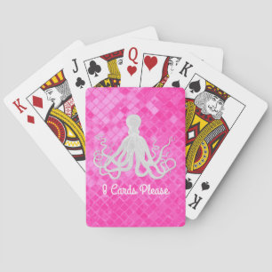 Octopus Pink Sea Glass Personalise Playing Cards