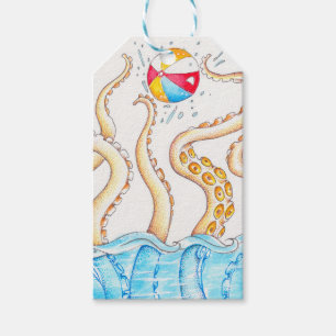 Octopus Playing Beach Ball Gift Tags