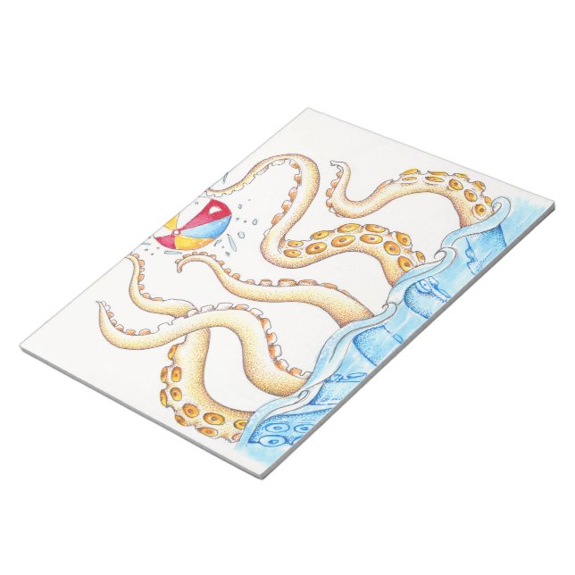 Octopus Playing Beach Ball Notepad (Angled)