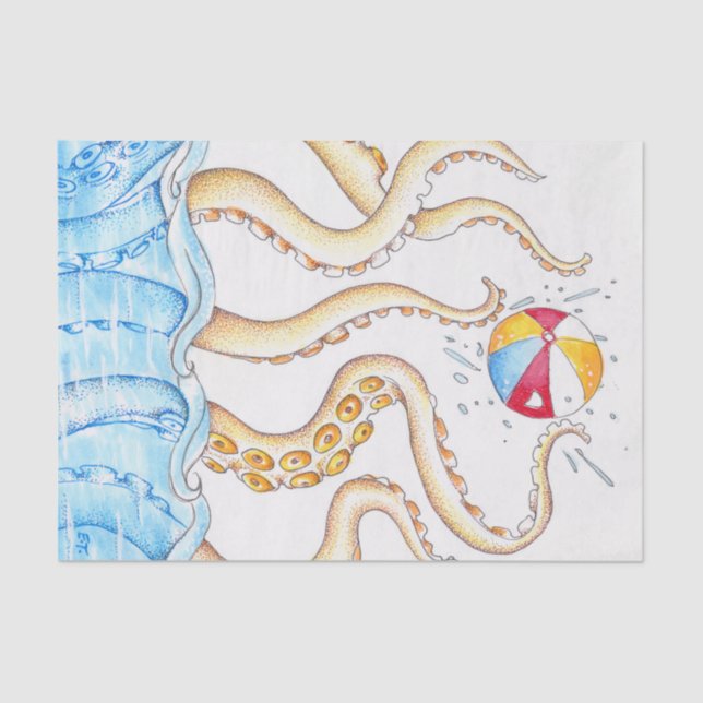 Octopus Playing Beach Ball Tissue Paper (Front)