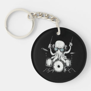 Octopus Playing Drums Drum Player Drummer Band Key Ring