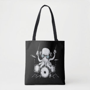 Octopus Playing Drums Drum Player Drummer Band Tote Bag