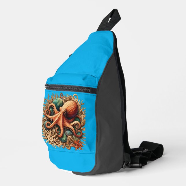 Octopus playing drums in the Ocean Sling Bag (Right Corner)